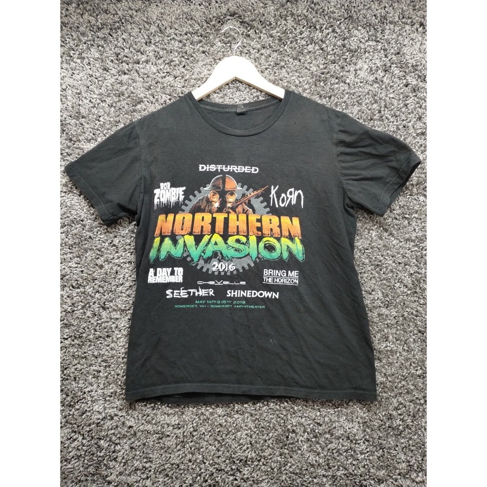 Northern Invasion Shirt Adult Large Black Rob Zombie Disturbed Korn‎ Festival